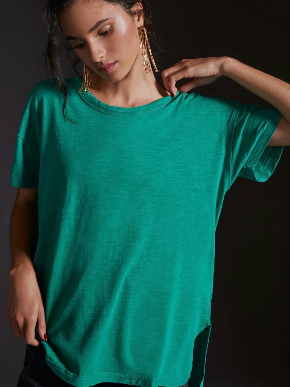 Anthropologie Pilcro Cotton-Slub Crew-Neck Oversized Tee